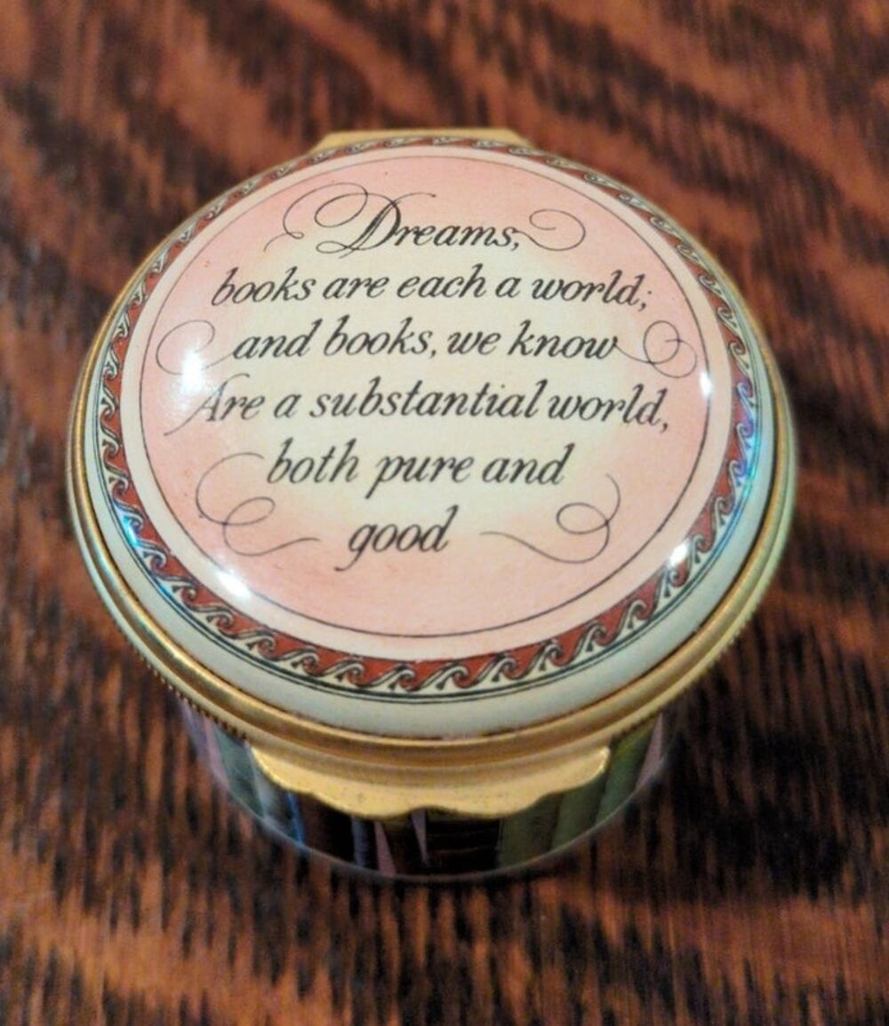 Halcyon Days Wm Wordsworth Sonnet Bookshelf Enamel Trinket Box Hand Painted